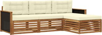 vidaXL Conjunto De Sof&aacute;s De Exterior 4 Uds. Natural Y Crema Poli&eacute;ster Vidaxl