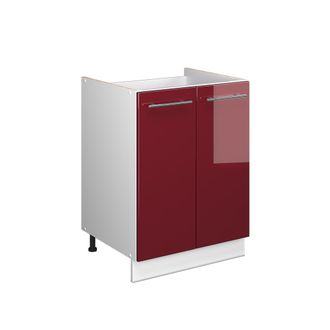 Vicco Mueble Bajo Para Fregadero Fame-line, Rojo Burdeos Alto Brillo/blanco, 60 Cm, Vicco
