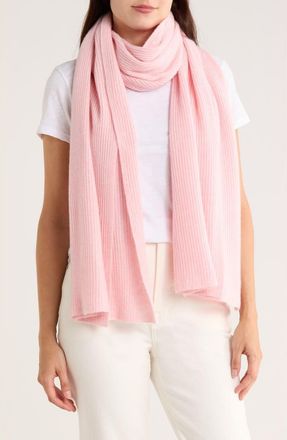 Portolano Cashmere Ribbed Wrap Scarf in Rose Bud at Nordstrom Rack