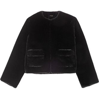 Maje Short faux fur coat in Black at Nordstrom, Size 42 Eu