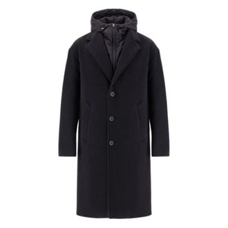 Herno Single-Breasted Coats, male, Black, Size: XL Cappotto Single-Breasted Coat