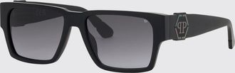 Philipp Plein Occhiali da sole a mascherina in acetato con logo Hexagon