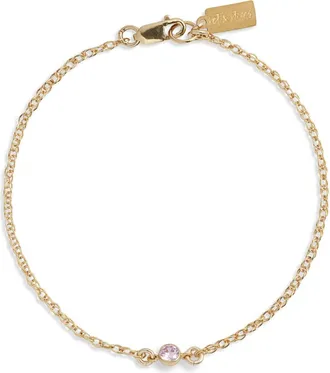 Set & Stones Cubic Zirconia Birthstone Pendant Bracelet in Gold/october at Nordstrom
