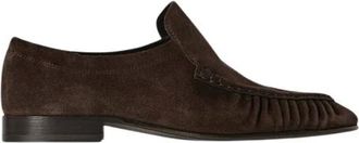 The Row Schoenen, Dames, Bruin, 38 1/2 EU, Su&egrave;de, Two Gevouwen Su&egrave;de Loafers