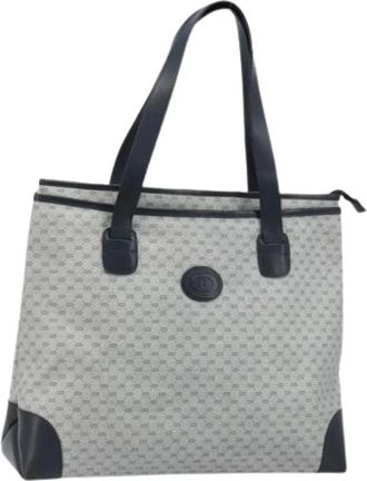 Gucci Pre-owned Vintage Canvas Tote Bag - Dames - Vintage Shopper - Blauw - ONE Size - Leer - Vintage