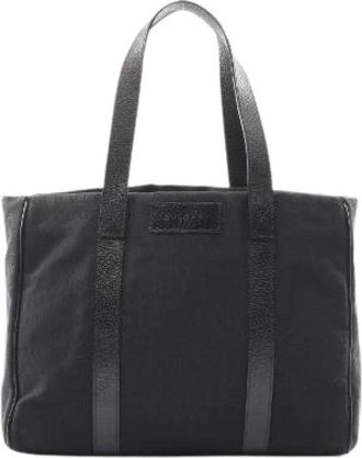 Bulgari Pre-owned Tote Bags, female, Black, Size: ONE SIZE Pre-owned Logo Mania Canvas Leather Tote Bag