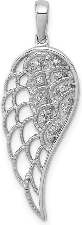 Diamond2Deal 14k White Gold Diamond Open-work Wing Pendant