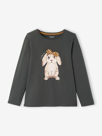 Vertbaudet M&auml;dchen Shirt mit Hase dunkelgrau