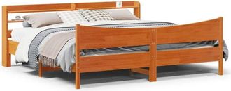 vidaXL Vidaxl - Estructura Cama Con Cabecero Madera Pino Marr&oacute;n Cera 200x200 Cm