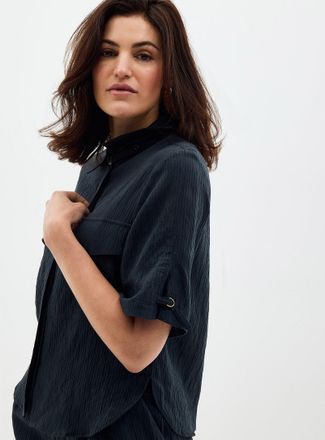 Sessun Womens Simonin textured stripe pocket shirt