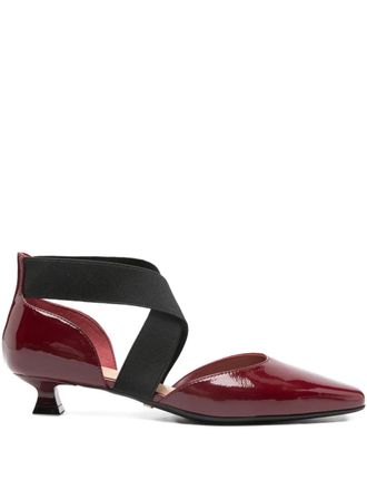 Marc Ellis 30mm elastic strap pumps - women - Patent Calf Leather/Calf Leather/Calf Leather/Rubber - 36 - Red