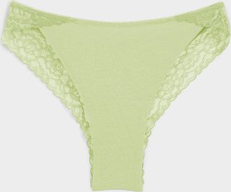 Miiyu Womens Lace trim & scallop Brazilian panty Organic cotton & TENCEL TM modal