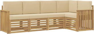 vidaXL Conjunto De Sof&aacute;s De Exterior 5 Uds. Y Beige Poli&eacute;ster Vidaxl