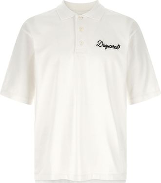 Dsquared2 White Cotton Polo Mens Shirt
