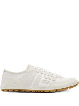 Balmain Racer 45 Trainers In Lambskin And Suede - Bianco