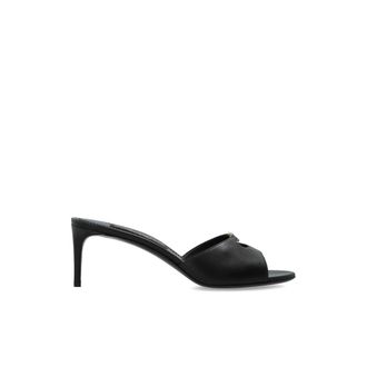 Dolce & Gabbana Schoenen, Dames, Zwart, 38 1/2 EU, Leer, Leren Mules met Hak