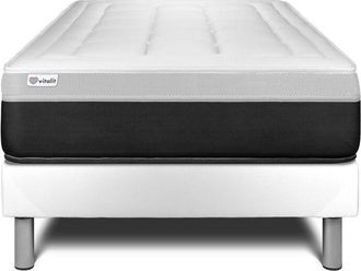 VITALIT Vitalit - Somier Blanco + Colch&oacute;n Con Muelles Y Viscoel&aacute;stica 90 X 190