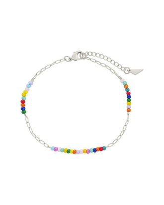 Sterling Forever Silver Iridiana Rainbow Beaded Anklet