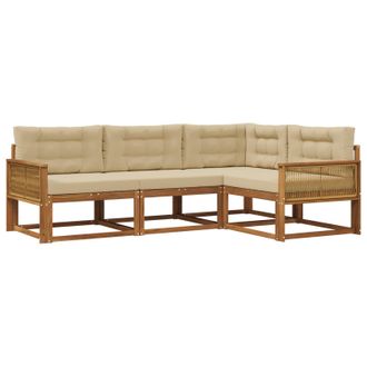 vidaXL Conjunto De Sof&aacute;s De Exterior Con Coj&iacute;n 4 Pcs Natural Y Beige Vidaxl