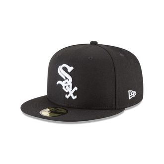 New Era x MLB Mens Chicago White Sox Basic 56Fifty Fitted Hat Black/White 7 1/2