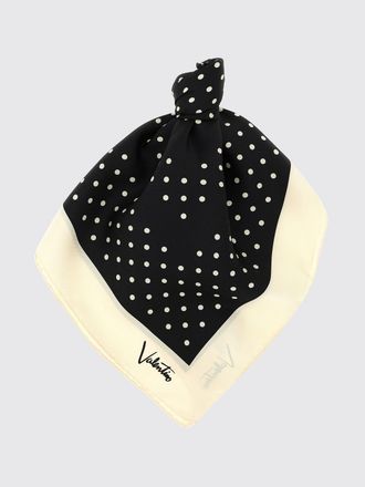 Valentino Garavani Polka Dot and Logo Print Silk Foulard