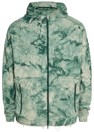 Yohji Yamamoto Printed Hooded Nylon Running Jacket - Green - XL