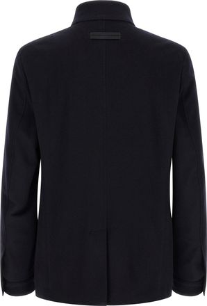 Ermenegildo Zegna Mens Blue Cashmere Full-Length Jacket Clothing