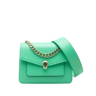 Bulgari Pre-owned Serpenti Satchel - Dames - Pre-owned - Groen - Maat: ONE Size Leer