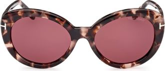 Tom Ford Lily 55mm Cat Eye Sunglasses in Pink Havana /Bordeaux at Nordstrom Rack