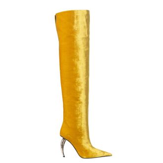 Roberto Cavalli Tiger Tooth Thigh-High Velvet Boots, Brand Size 36 ( US Size 6 )