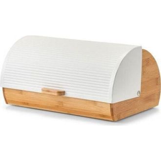 ZELLER Caja De Pan Moderna Bamb&uacute; Natural Metal Blanco