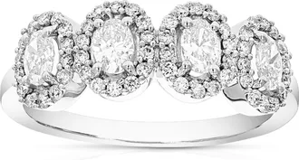 Vir Jewels 3/4 cttw Oval Lab Grown Diamond 4 Stone Engagement Ring in 14K White Gold For Women