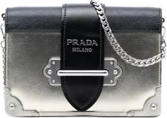 Prada Pre-owned Prada Saffiano Trimmed Metallic Vitello Cahier Bag S3LS75SECE61L5F7