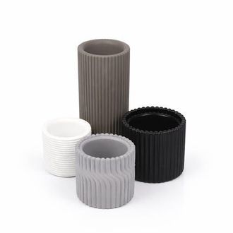 Jonathan Y Designs Noa Modern Minimalist Handmade Concrete Fluted Cylinder Planter Set in Dark Gray at Nordstrom