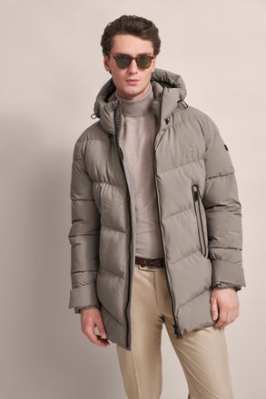 Bugatti Parka BUGATTI, Herren, Gr. 50, beige, 100% Polyester, unifarben, regular fit, gerader Abschluss, Jacken Parka, wasser- und winddicht