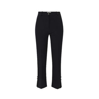 Elisabetta Franchi Cropped Trousers, female, Black, Size: L Tuxedo Trousers with Satin Bands