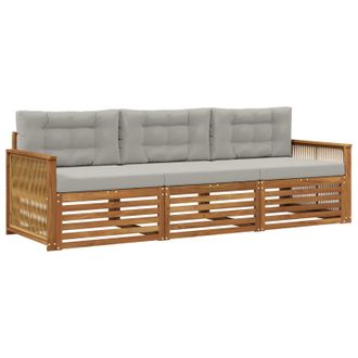 vidaXL Conjunto De Sof&aacute;s De Exterior 3 Pcs Natural Y Gris Claro Vidaxl