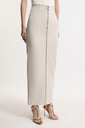 Karen Millen Figure Form Zip Maxi Skirt in Stone at Nordstrom, Size Medium