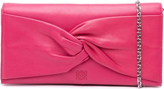 Loewe Pre-owned Womens Twist Clutch With Chain Strap - Dusty Pink Leather - One Size