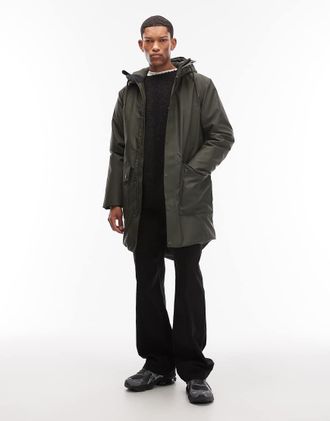 Rains 21460 Nome - Parka lungo impermeabile verde scuro