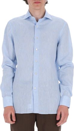 Borriello Light Blue Pure Linen Casual Shirt
