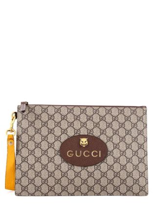 Gucci Neo Vintage Wristlet Pouch GG Coated Canvas clutch bag - Marrone