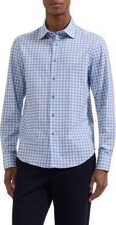 Bugatchi James OoohCotton Textured Gingham Check Button-Up Shirt in Ether at Nordstrom, Size Xxx-Large