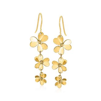 Ross-Simons Italian 14kt Yellow Gold Floral Drop Earrings