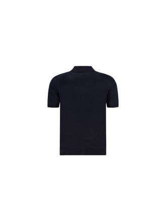 Prada Mens Polo Shirt Virgin Wool Black Fleece (ovis Aries) T-shirts And Polos