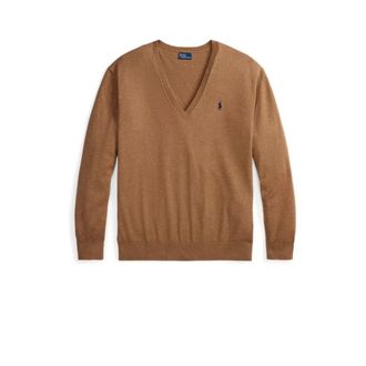 Polo Ralph Lauren Vesta V-hals Knit - Dames - V-hals truien - Beige - M - Katoen - Truien & Vesten