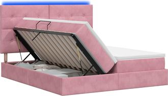 vidaXL Cama De Almacenamiento Led Con Colch&oacute;n Rosa 180 X 200 Cm Vidaxl