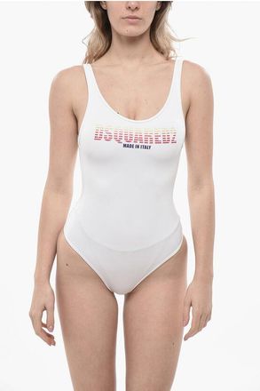 Dsquared2 Solid-Color One-Piece Swimsuit with Printed Logo size 38