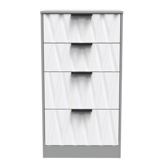 Welcome Furniture Calgary Ready Assembled 4 Drawer Deep Midi Chest in White Matt & Dusk Grey - Welcome Furniture | TJ Hughes