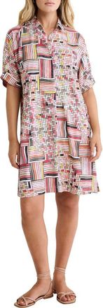Nic+Zoe Devon Colorweave Cotton Blend Shift Shirtdress in Pink Multi at Nordstrom, Size Xx-Large